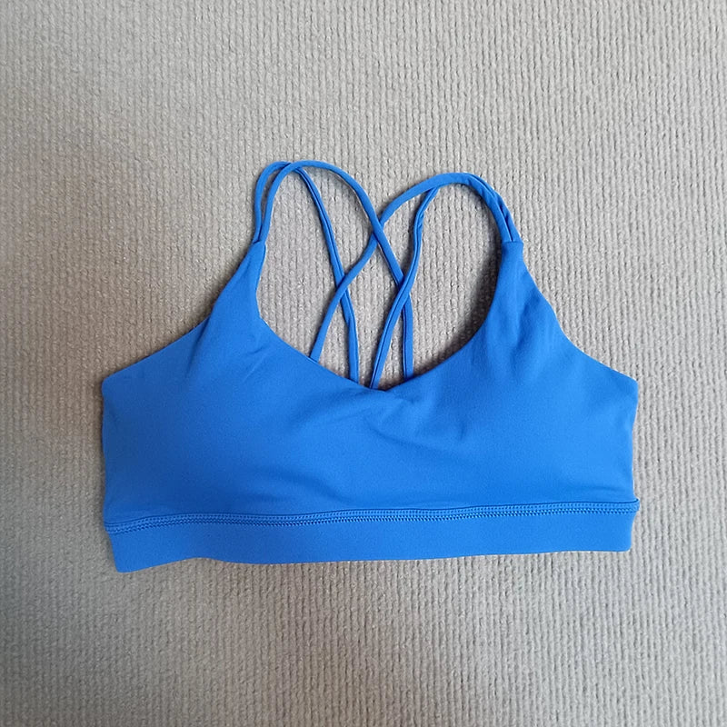 Women’s Cross-Back Padel/Tennis Sports Bra – Breathable Solid Color Training Vest