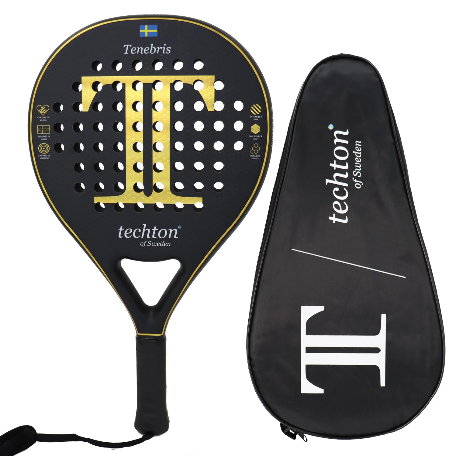 3K/12K Carbon Fiber Padel Racket – Foam Core Round Paddle with 3D Hexagon Design & Cover Bag