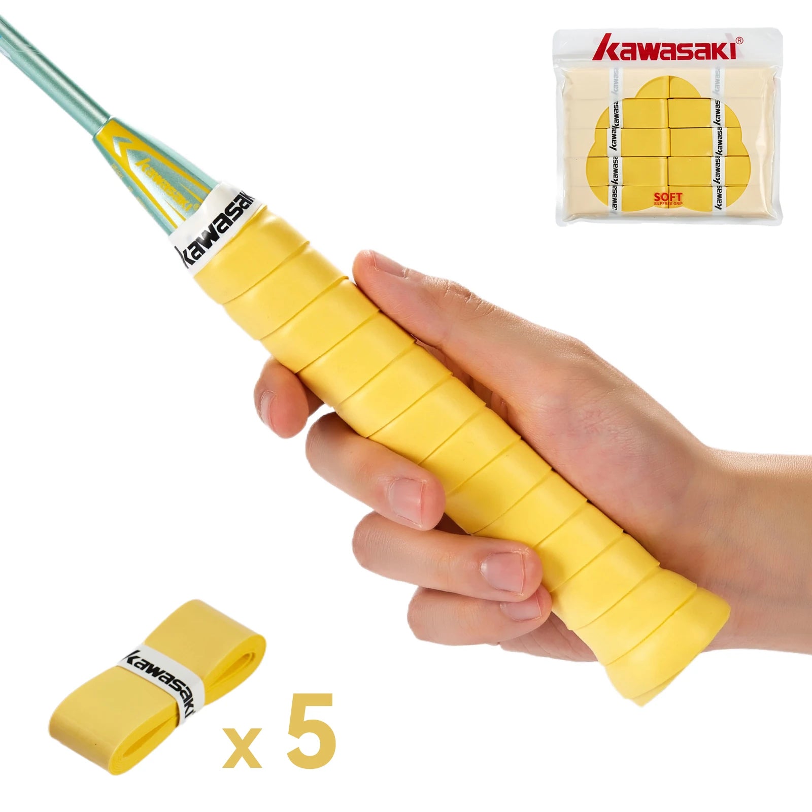 Kawasaki Padel & Tennis Overgrips – 5/10/60pcs Sticky Anti-Slip Shock Absorption Grip Tape