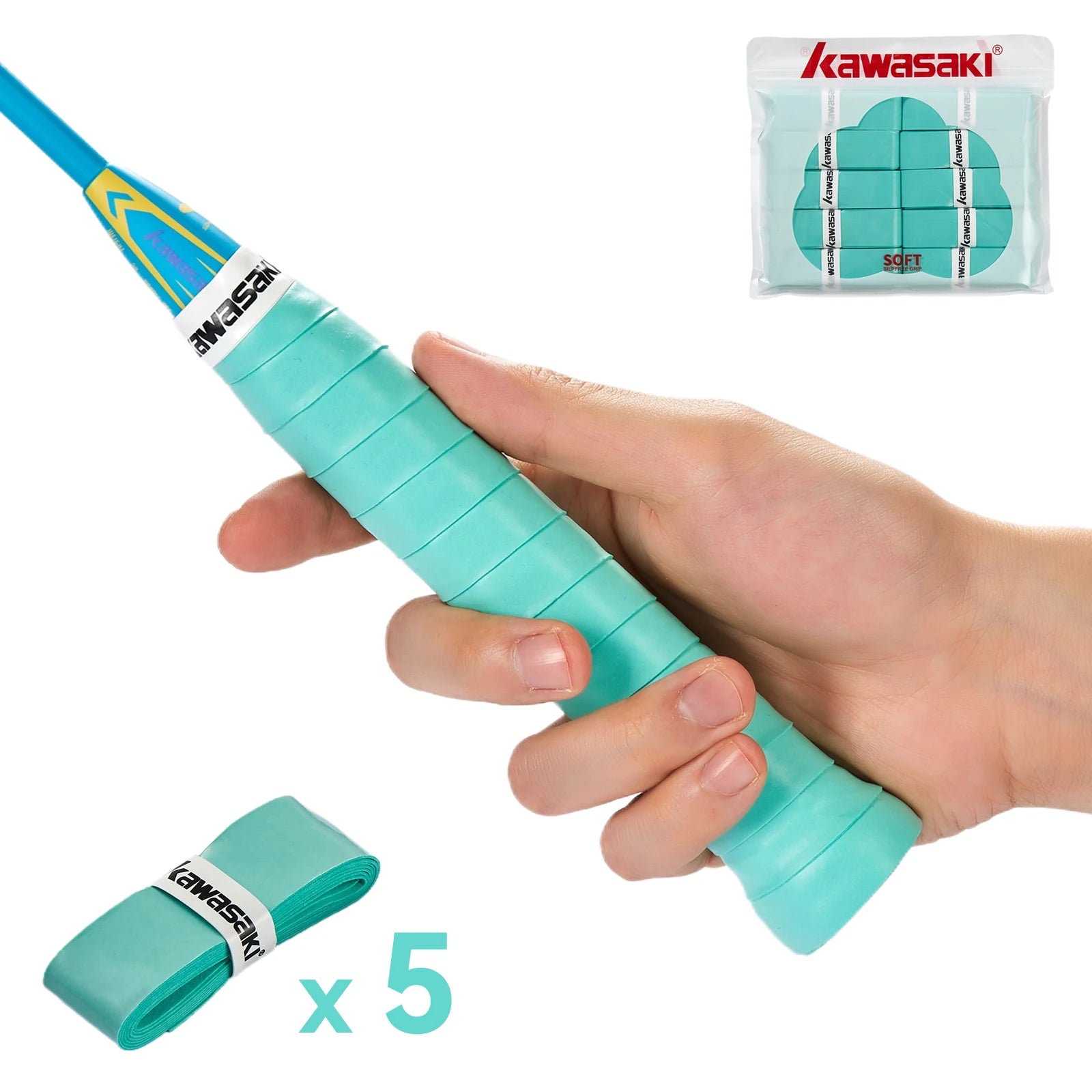 Kawasaki Padel & Tennis Overgrips – 5/10/60pcs Sticky Anti-Slip Shock Absorption Grip Tape
