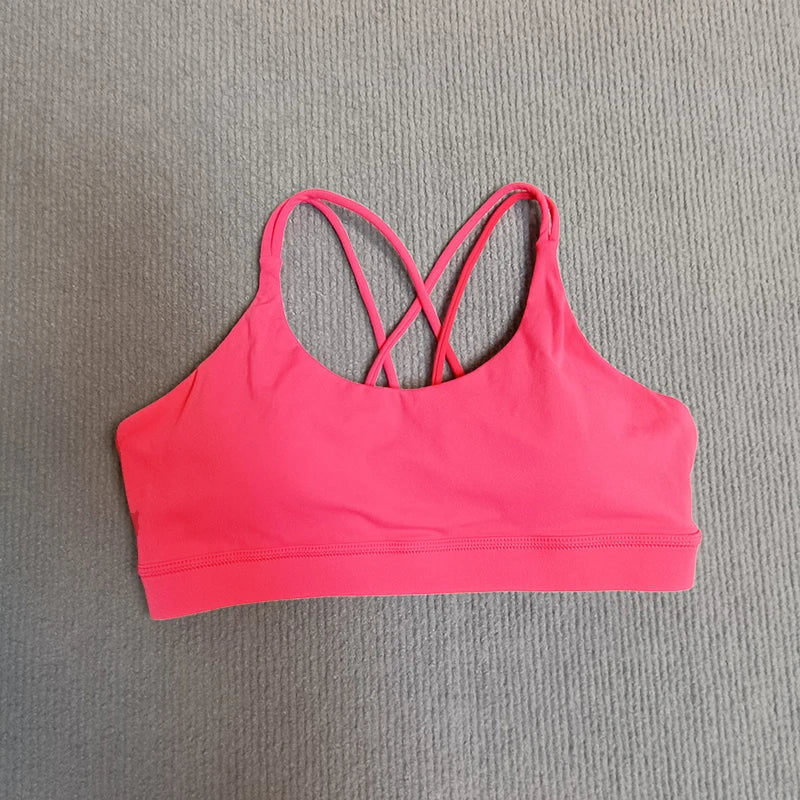 Women’s Cross-Back Padel/Tennis Sports Bra – Breathable Solid Color Training Vest