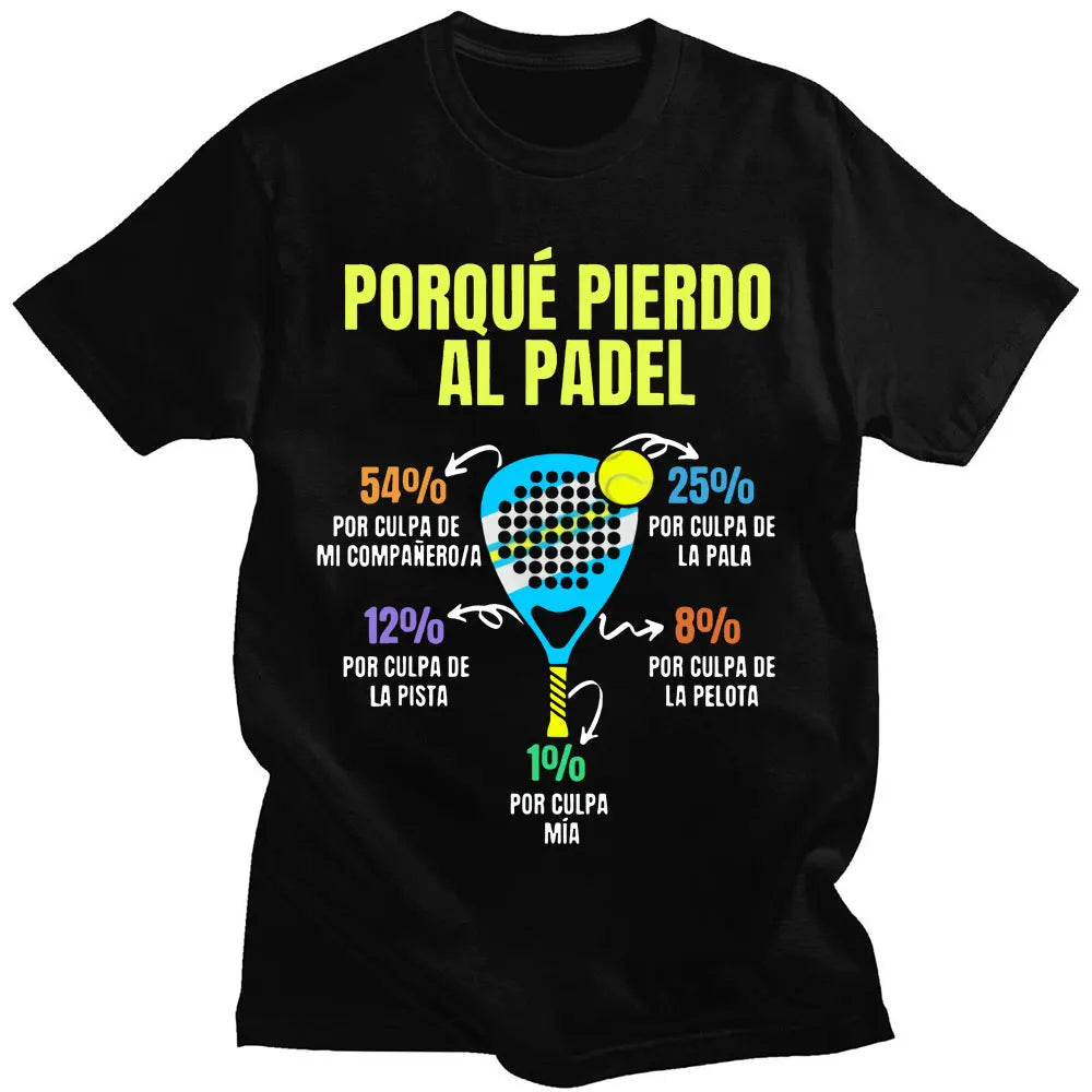 Funny Padel T-Shirt – “Porque Pierdo Al Padel” Men’s Oversized Cotton Tee