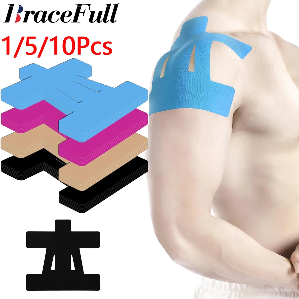 Precut Kinesiology Shoulder Tape – Elastic Pain Relief Strips (1/5/10 Pack)