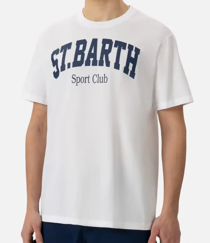 St. Barth Padel Club Cotton T-Shirts – Men’s White Tee & Unisex Summer Print Shirt