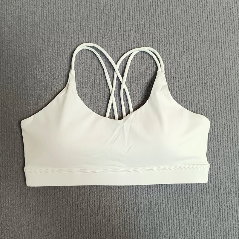 Women’s Cross-Back Padel/Tennis Sports Bra – Breathable Solid Color Training Vest