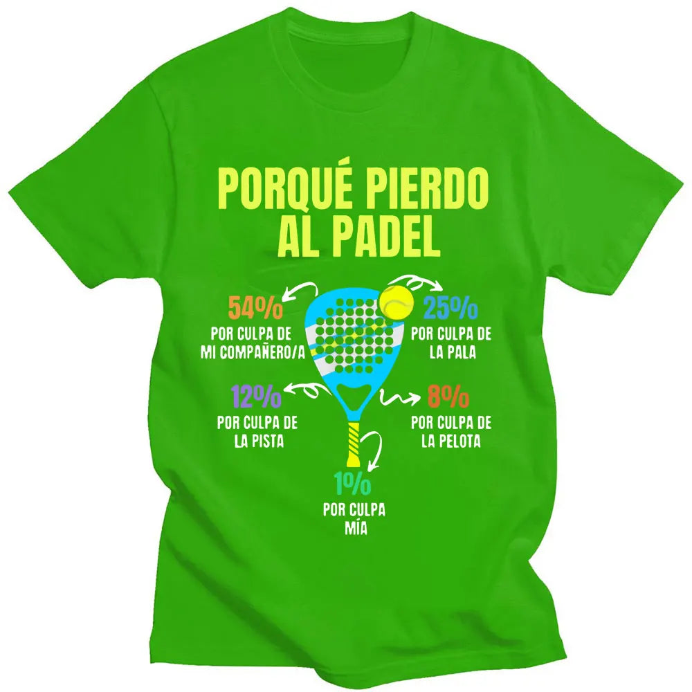 Funny Padel T-Shirt – “Porque Pierdo Al Padel” Men’s Oversized Cotton Tee