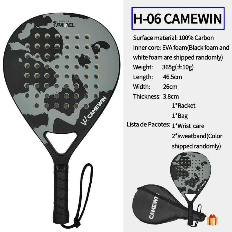 100% Carbon Fiber Padel Racket – EVA Memory Foam Core Lightweight Tennis Paddle