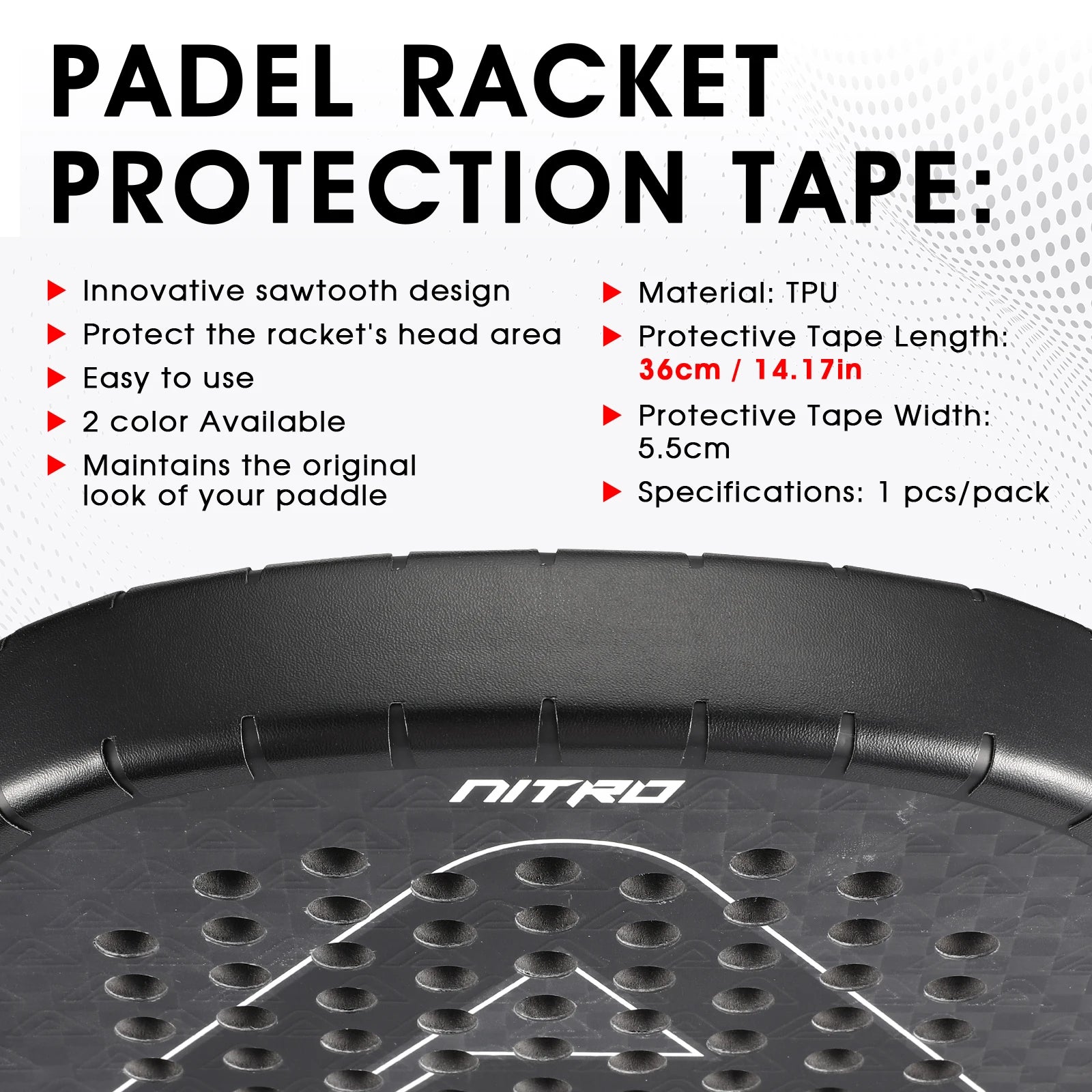 AMA SPORT Padel Racket Edge Protector Tape – Pack of 1/2/6, Durable Transparent Racket Guard