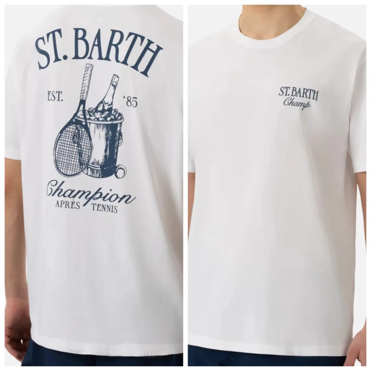 St. Barth Padel Club Cotton T-Shirts – Men’s White Tee & Unisex Summer Print Shirt