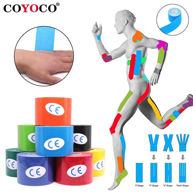 Kinesiology Tape for Sports | 5m Athletic Muscle Pain Relief Strapping Bands for Padel, Tennis & Gym