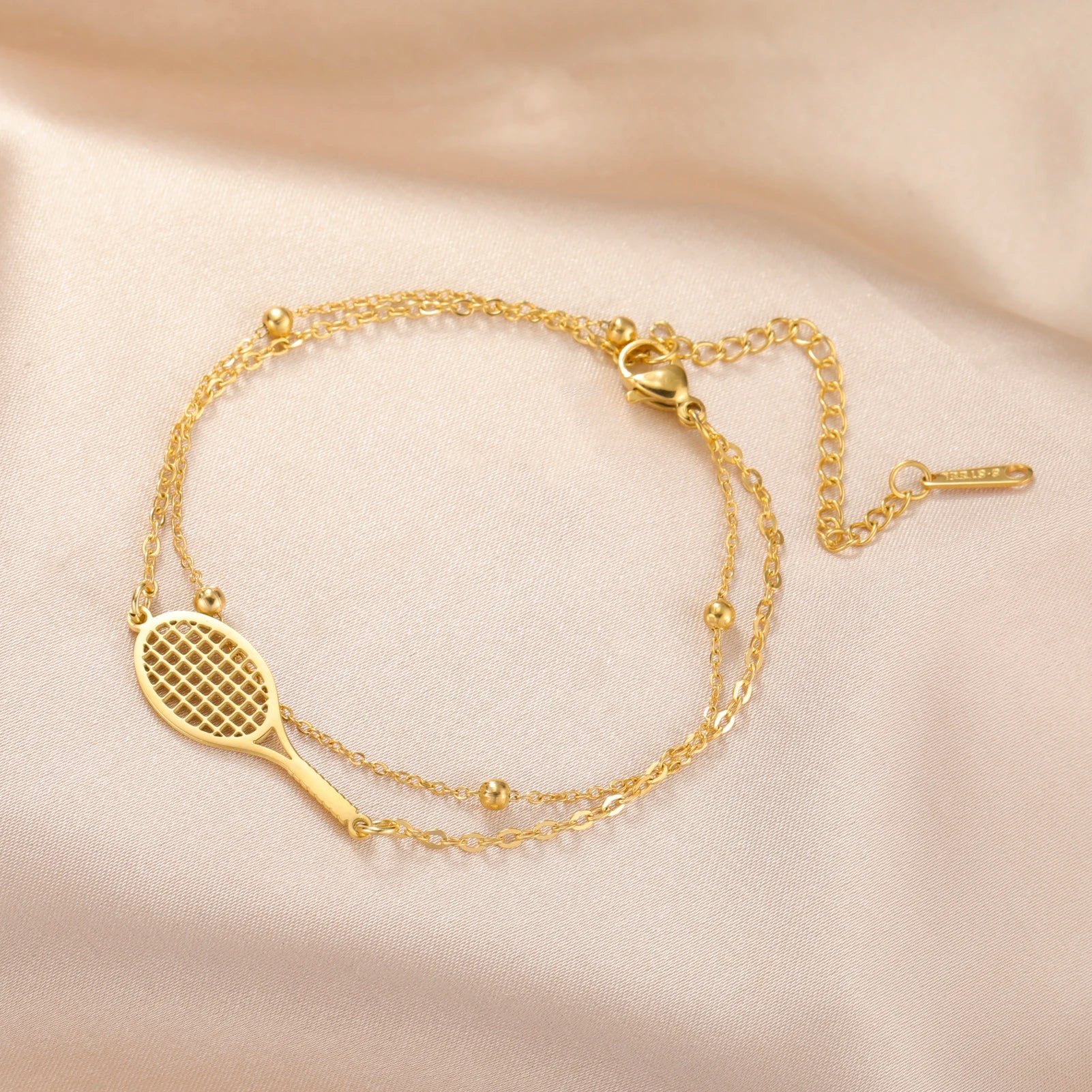 Dreamtimes Tennis & Badminton Racket Bracelet | Stainless Steel Couples Jewelry Gift for Men & Women