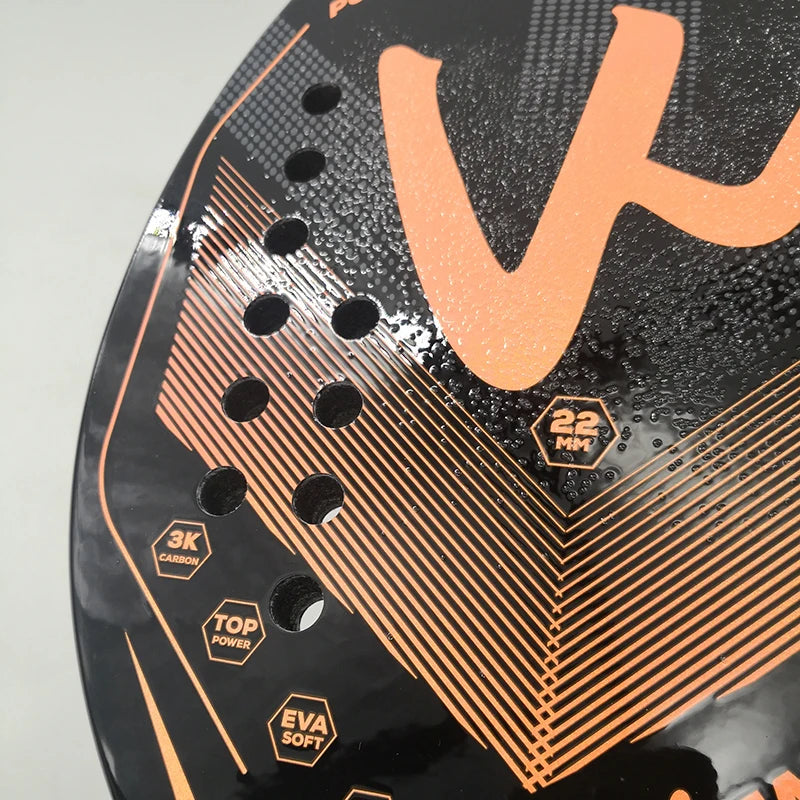 CAMEWIN 3K Carbon Fiber Padel & Beach Tennis Racket – Rough Surface with Protective Bag