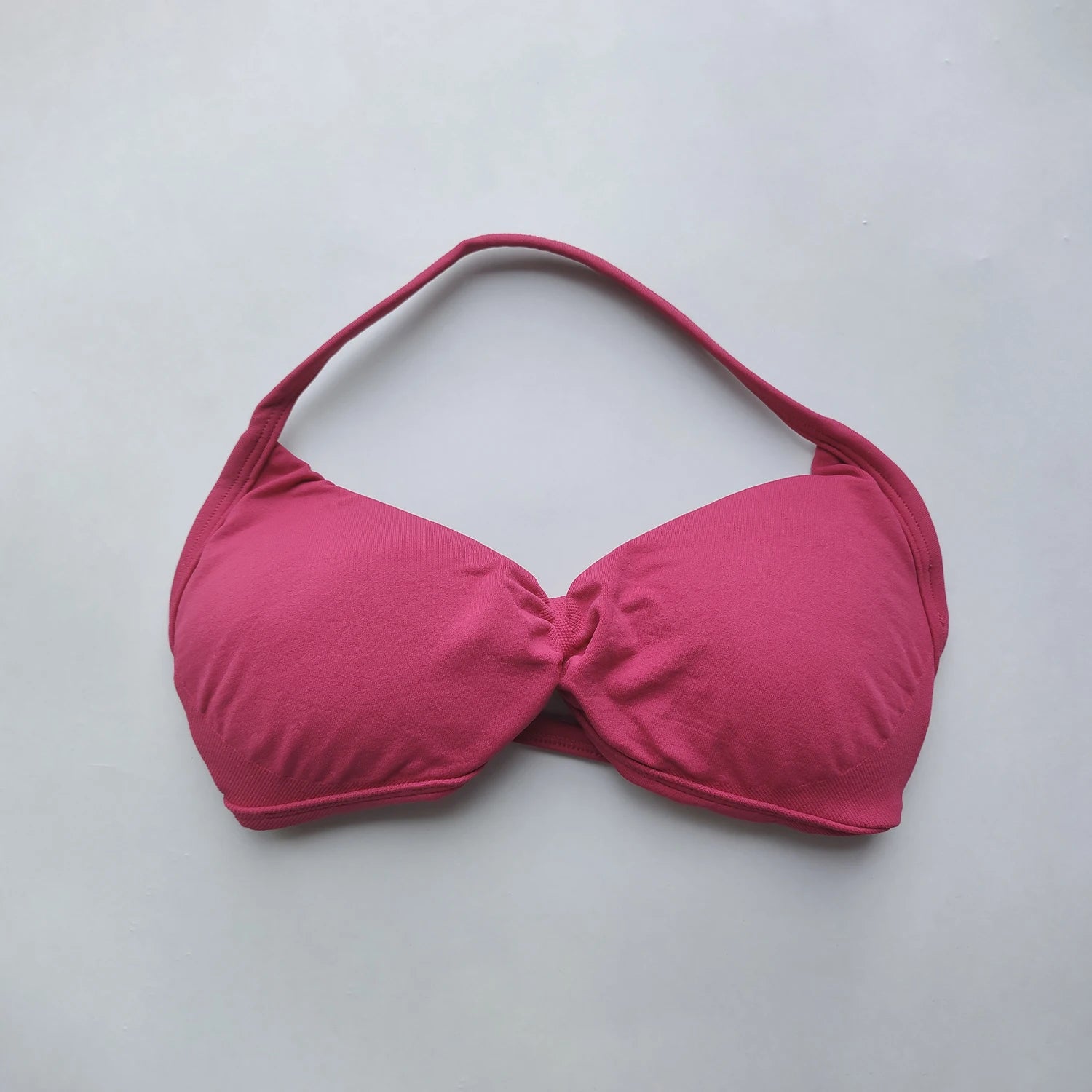 Women’s Strappy Back Halter Court Bra Top with Removable Cups