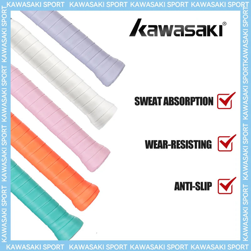 Kawasaki Padel & Tennis Overgrips – 5/10/60pcs Sticky Anti-Slip Shock Absorption Grip Tape
