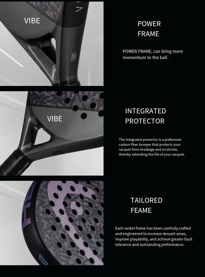 HEAD Zephyr Series Tennis & Padel Racket – All-Carbon Cage Plate Design