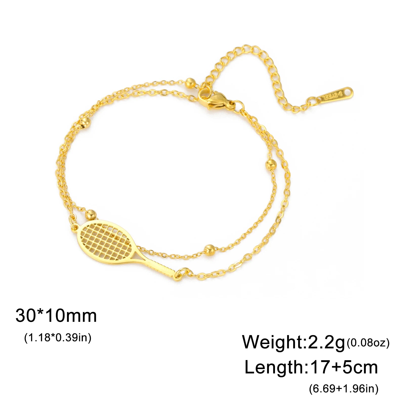 Dreamtimes Tennis & Badminton Racket Bracelet | Stainless Steel Couples Jewelry Gift for Men & Women
