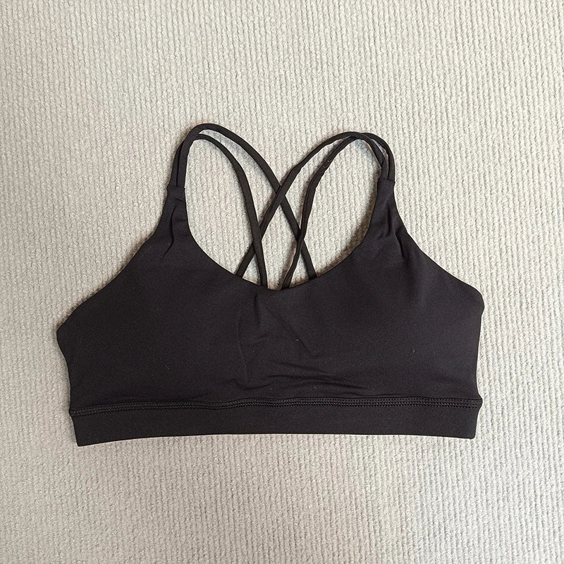 Women’s Cross-Back Padel/Tennis Sports Bra – Breathable Solid Color Training Vest