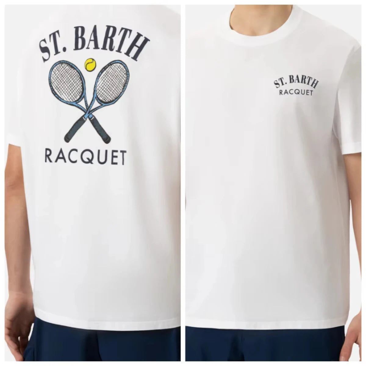 St. Barth Padel Club Cotton T-Shirts – Men’s White Tee & Unisex Summer Print Shirt
