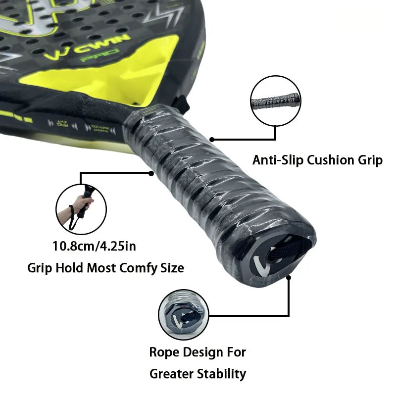 Camewin 18K Carbon Fiber Padel Racket – EVA Foam Core, Sweatproof Surface for Pro Players (2025 Edition)