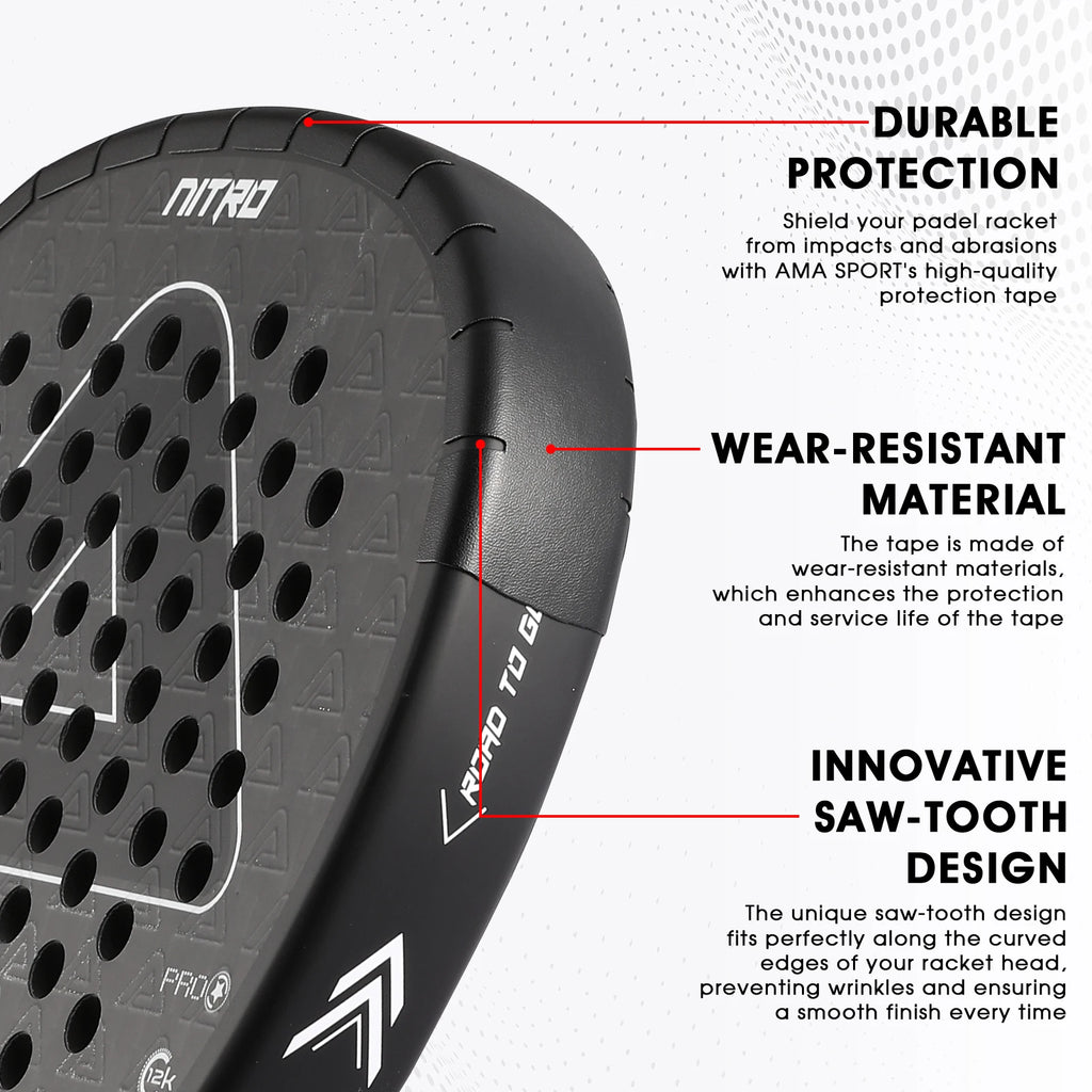 AMA SPORT Padel Racket Edge Protector Tape – Pack of 1/2/6, Durable Transparent Racket Guard