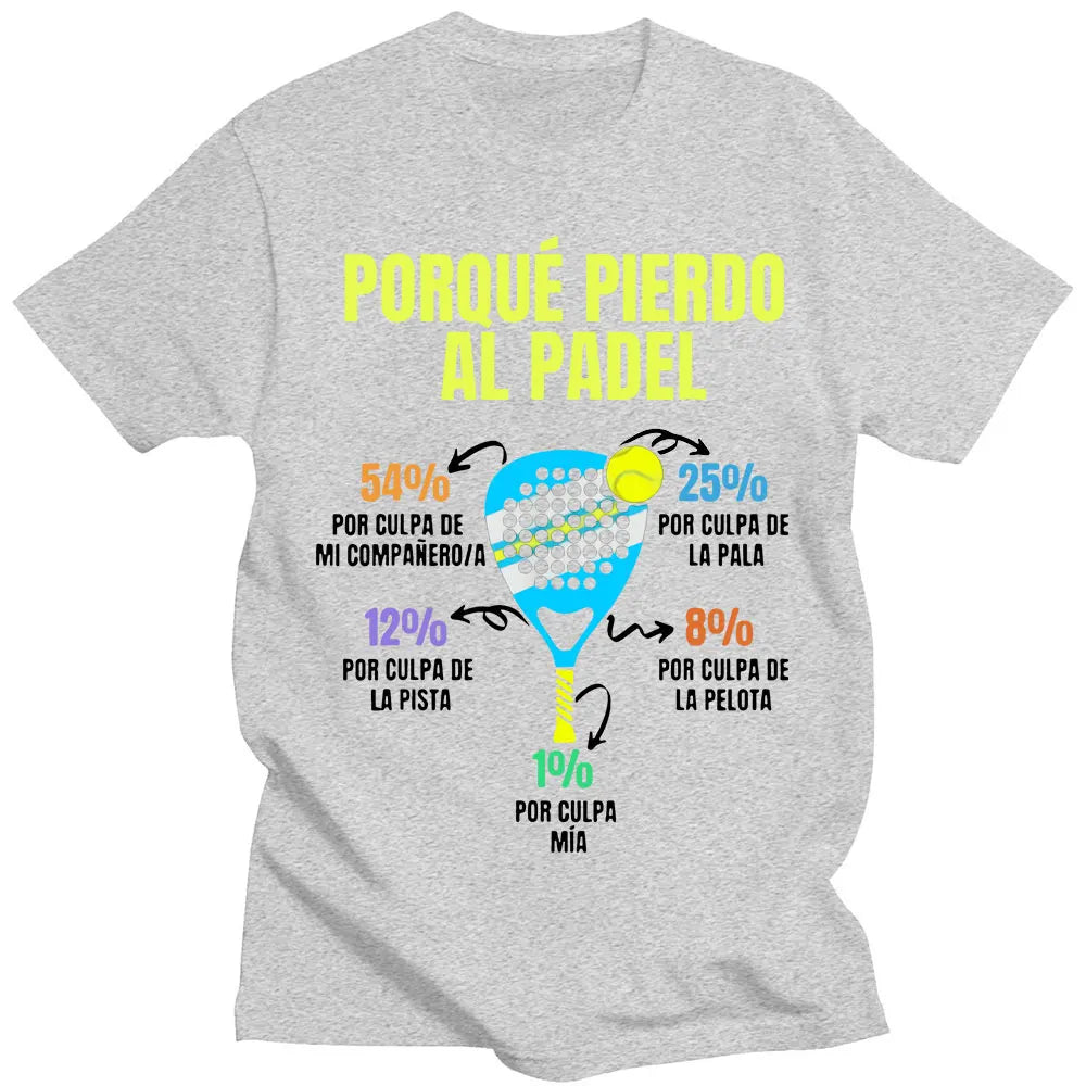 Men’s Funny Padel T-Shirt – “Porque Pierdo Al Padel” Oversized Cotton Tee
