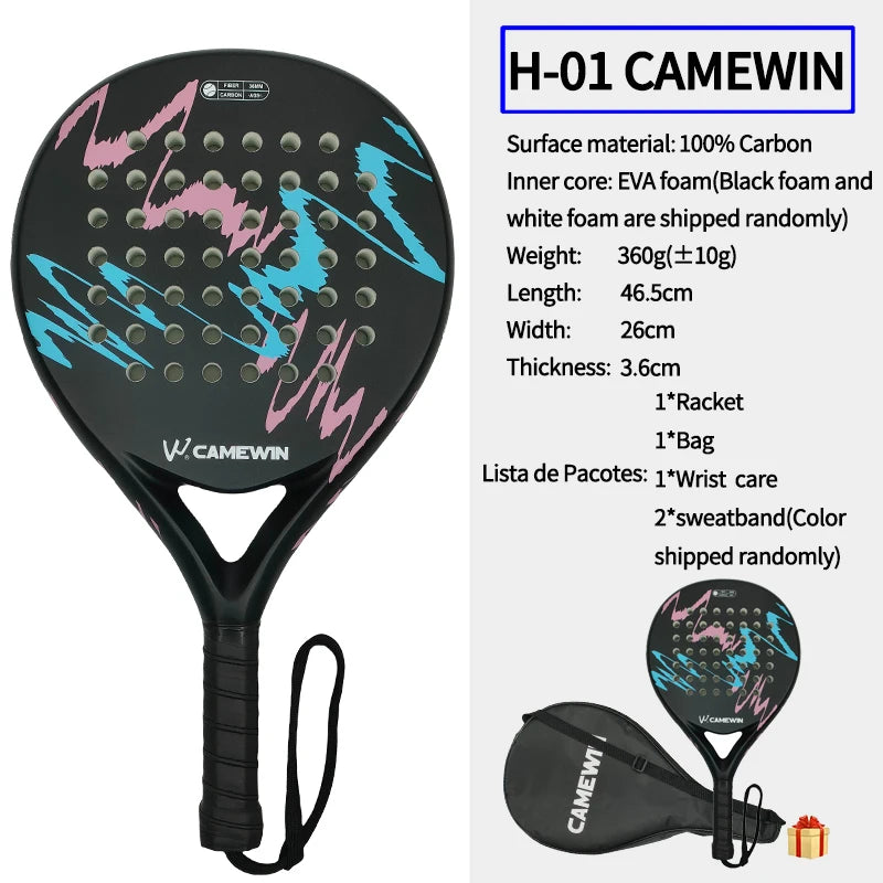 100% Carbon Fiber Padel Racket – EVA Memory Foam Core Lightweight Tennis Paddle