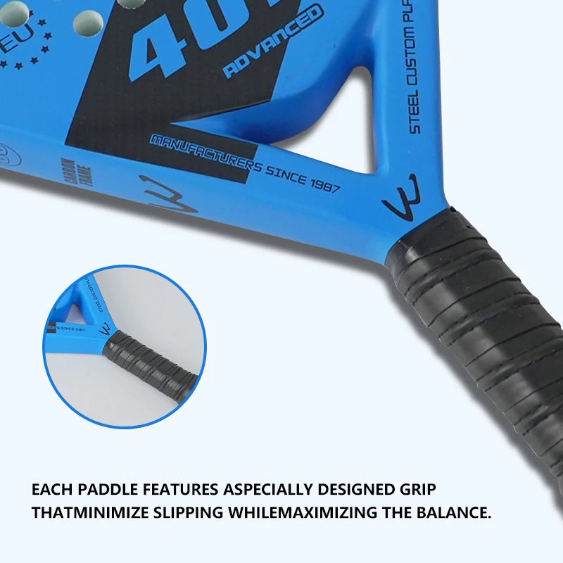 Luxury Teardrop Padel Racket – Carbon Frame with Black EVA Core & Custom Grip Technology