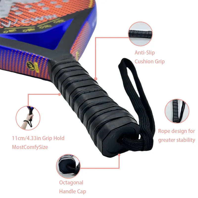 Cwin 2025 Professional Carbon Fiber Padel & Tennis Racket – Soft EVA Face with Bag Cover