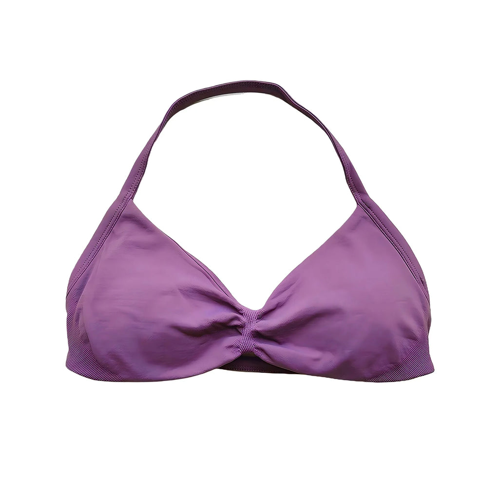 Women’s Strappy Back Halter Court Bra Top with Removable Cups