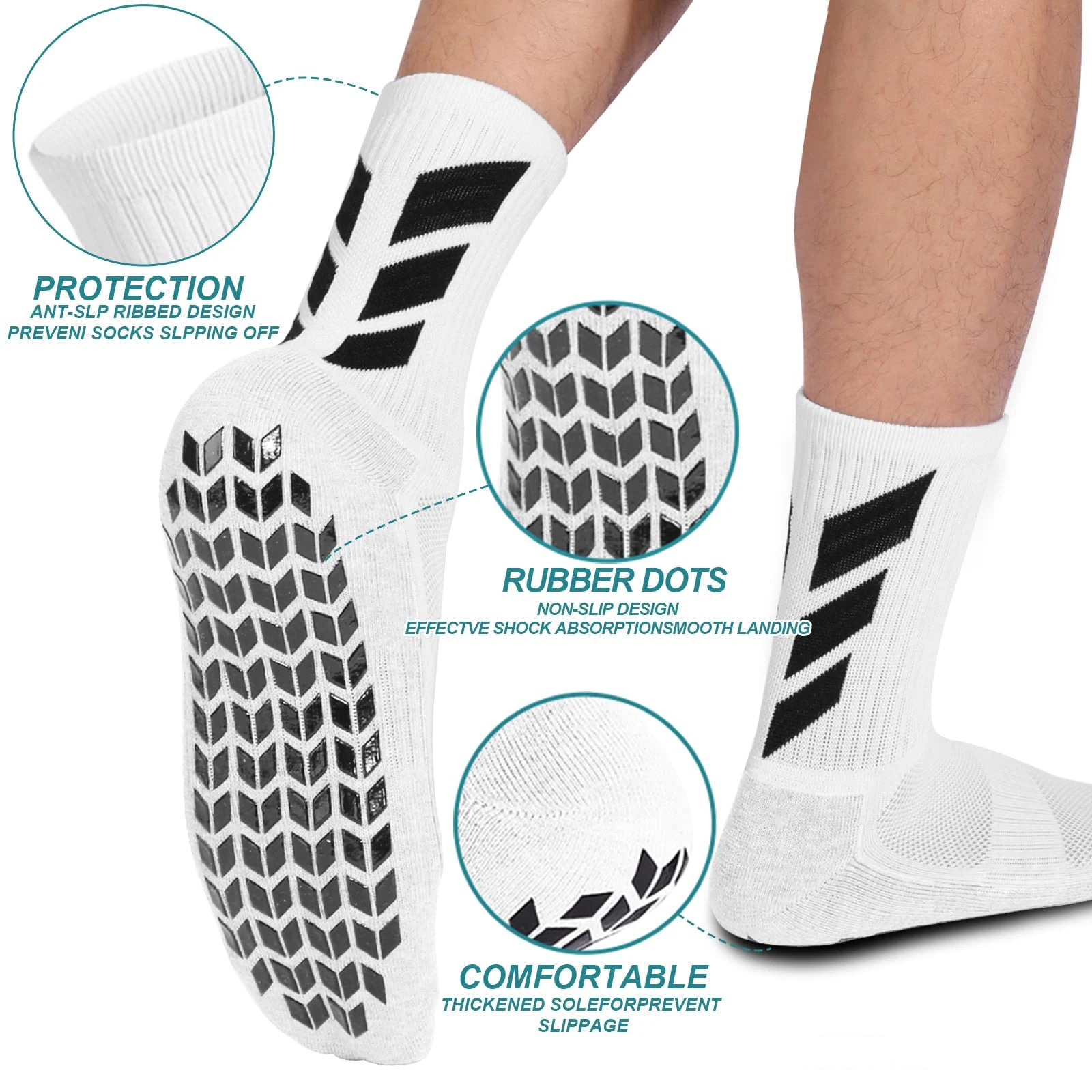 Men’s Anti-Slip Performance Socks – Grip-Enhanced Court Comfort (1 Pair)