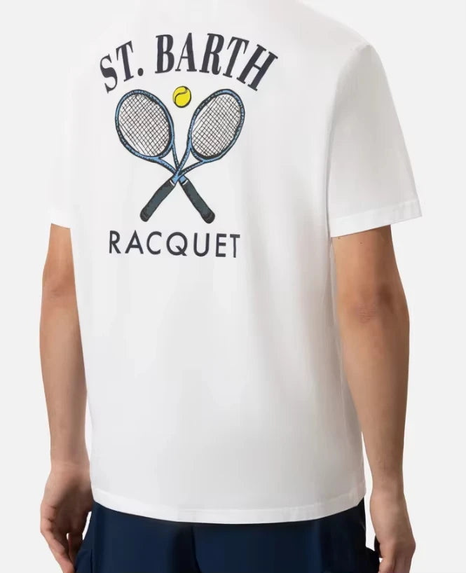 St. Barth Padel Club Cotton T-Shirts – Men’s White Tee & Unisex Summer Print Shirt