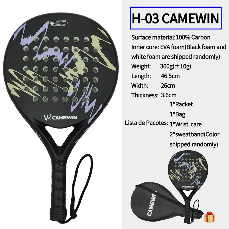 100% Carbon Fiber Padel Racket – EVA Memory Foam Core Lightweight Tennis Paddle