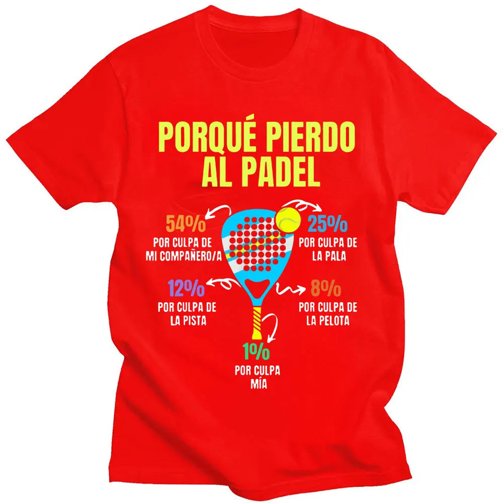 Men’s Funny Padel T-Shirt – “Porque Pierdo Al Padel” Oversized Cotton Tee