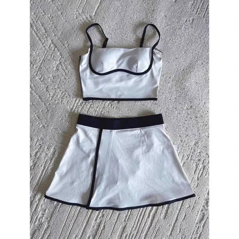 Women’s 2-Piece Padel/Tennis Outfit – Breathable Patchwork Sportswear with Adjustable Bra