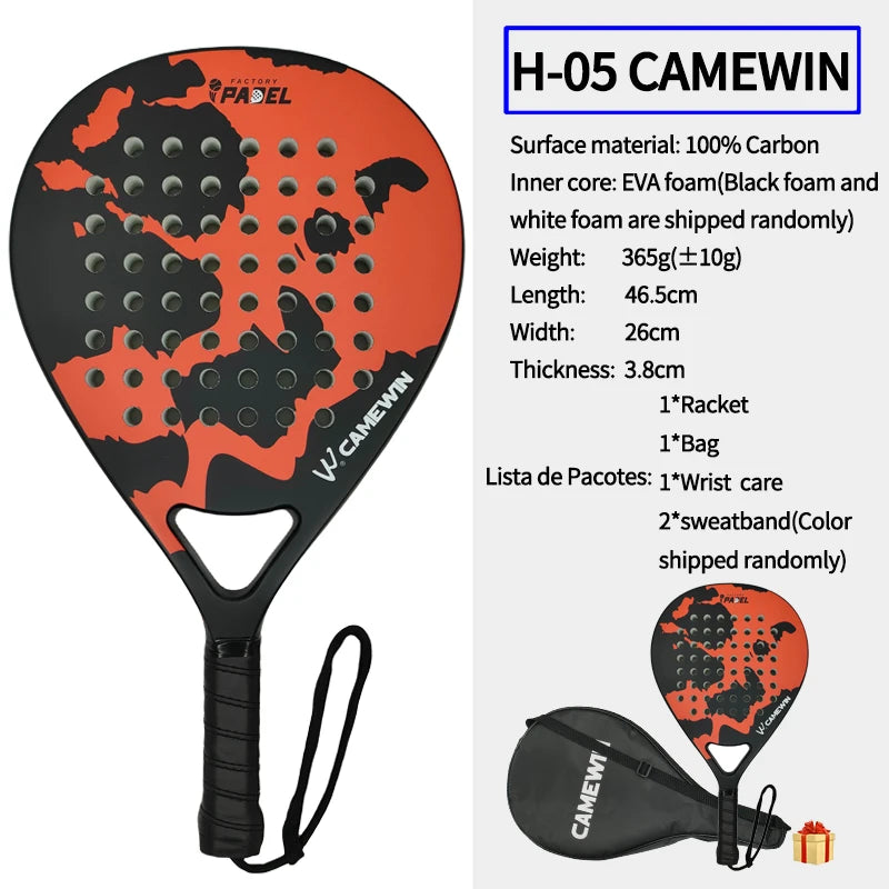 100% Carbon Fiber Padel Racket – EVA Memory Foam Core Lightweight Tennis Paddle