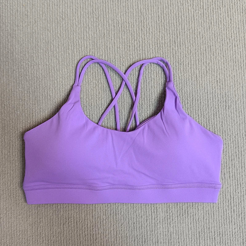 Women’s Cross-Back Padel/Tennis Sports Bra – Breathable Solid Color Training Vest