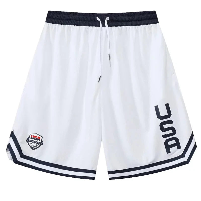 Men’s USA Print Loose-Fit Court Shorts – Breathable Training Bottoms with Pockets