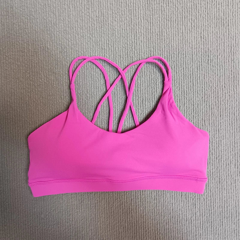 Women’s Cross-Back Padel/Tennis Sports Bra – Breathable Solid Color Training Vest