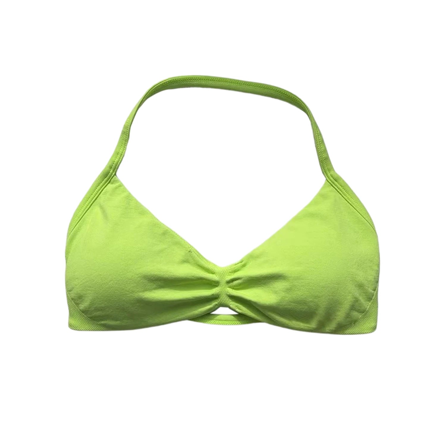 Women’s Strappy Back Halter Court Bra Top with Removable Cups