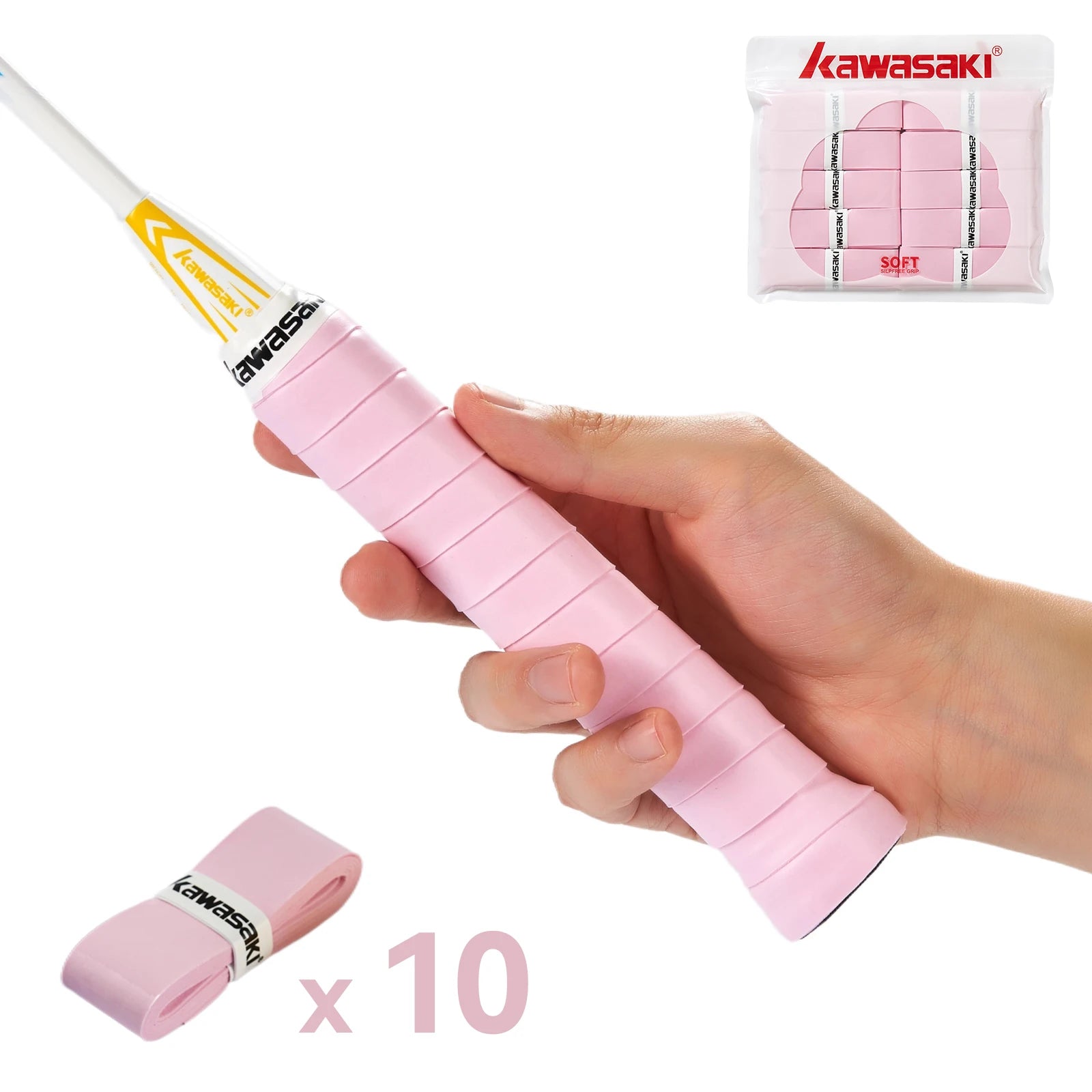 Kawasaki Padel & Tennis Overgrips – 5/10/60pcs Sticky Anti-Slip Shock Absorption Grip Tape
