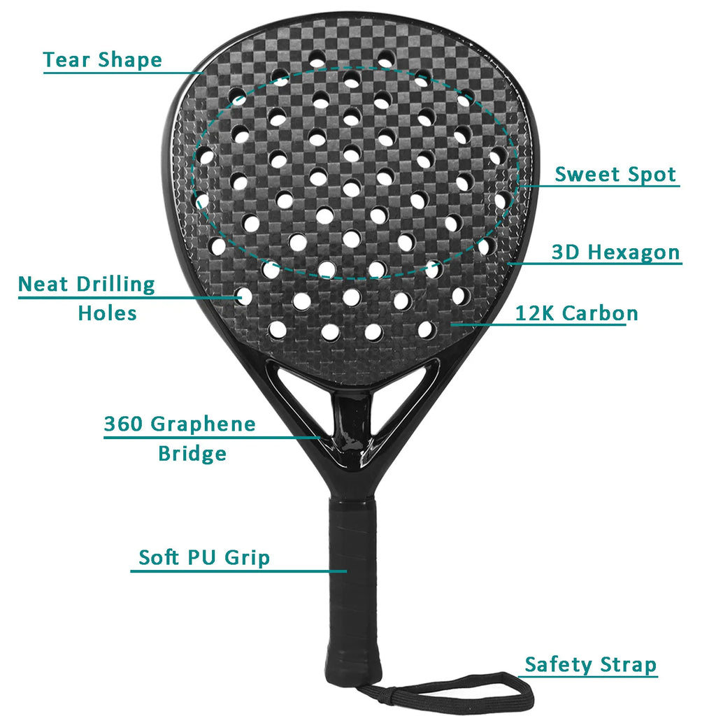 3K/12K Carbon Fiber Padel & Tennis Racket – EVA Foam Core for Men’s Training