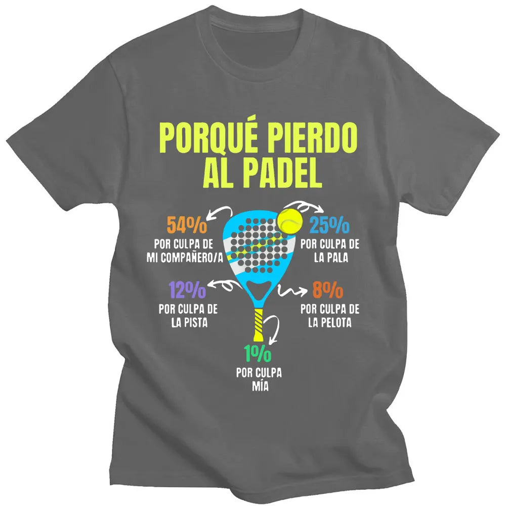Funny Padel T-Shirt – “Porque Pierdo Al Padel” Men’s Oversized Cotton Tee