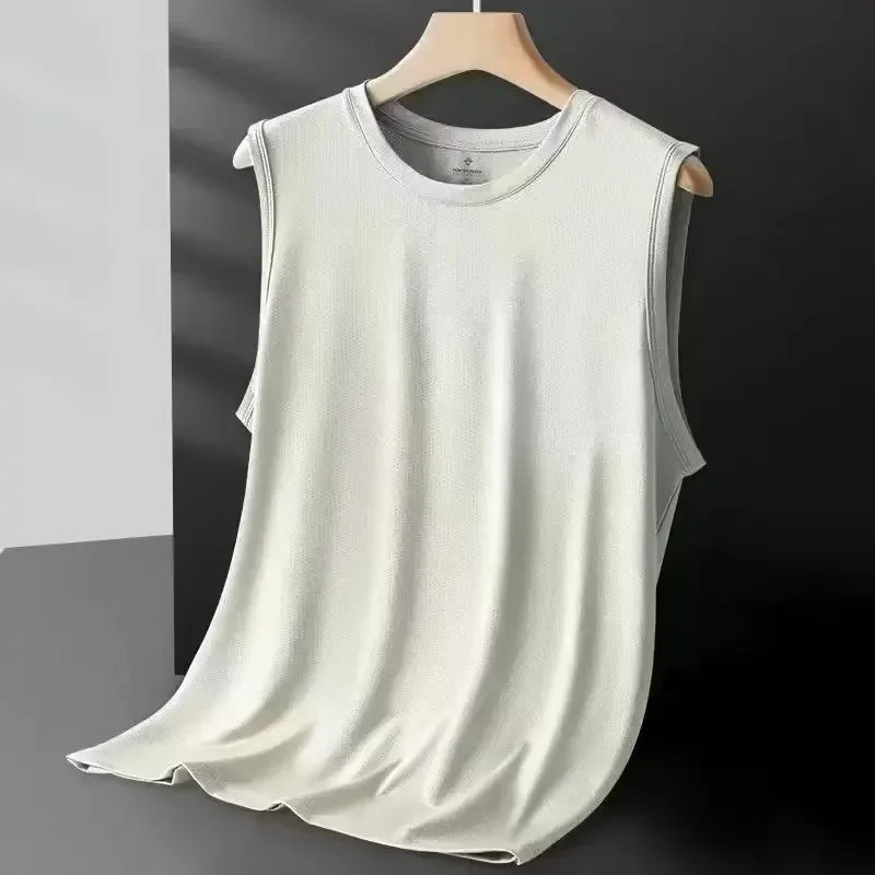 Men’s Ice Silk Mesh Sleeveless Court Tank – Lightweight Summer Wear