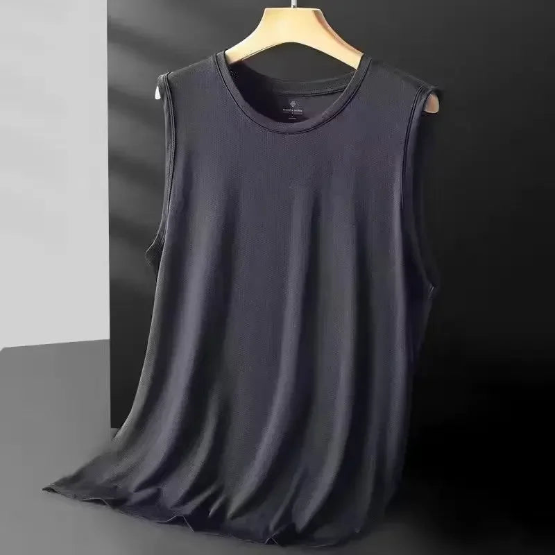 Men’s Ice Silk Mesh Sleeveless Court Tank – Lightweight Summer Wear