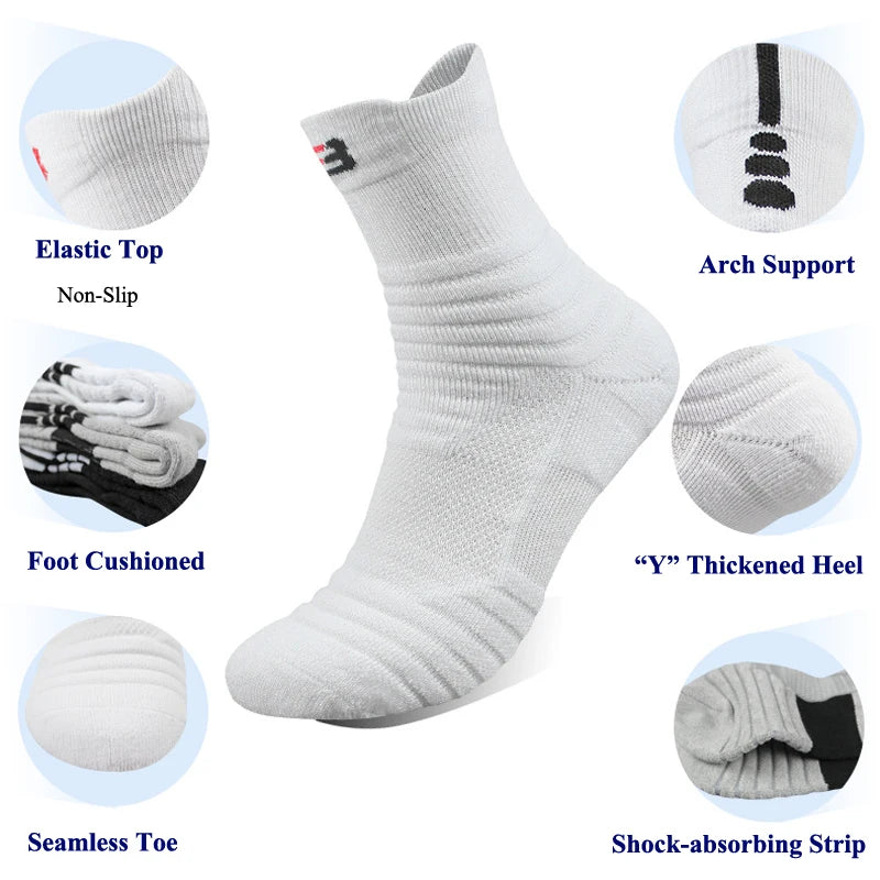 Unisex Padel & Sports Socks | Shock-Absorbing Cushion Cotton Tennis, Basketball, Running Socks