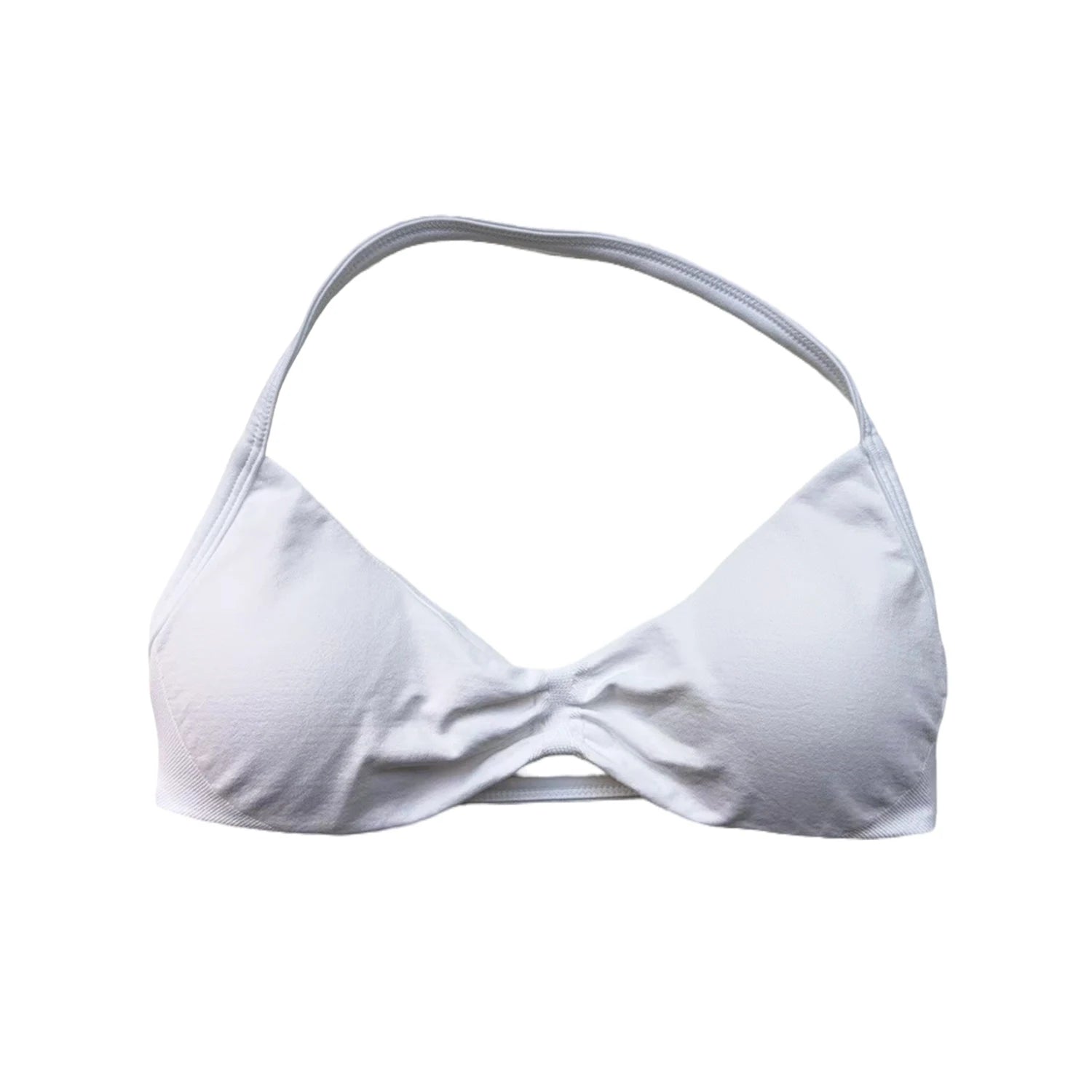 Women’s Strappy Back Halter Court Bra Top with Removable Cups