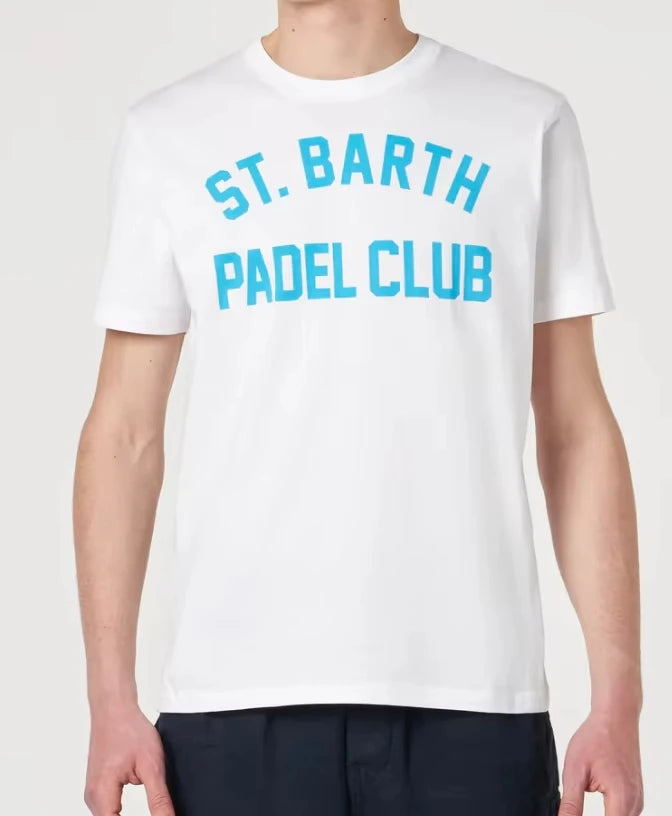 St. Barth Padel Club Cotton T-Shirts – Men’s White Tee & Unisex Summer Print Shirt