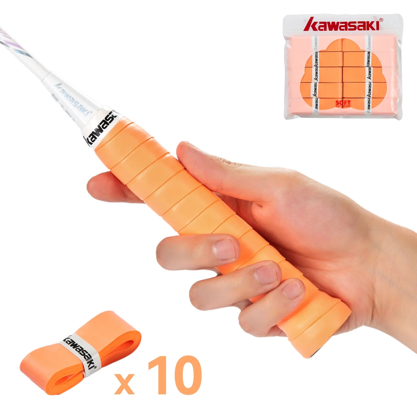 Kawasaki Padel & Tennis Overgrips – 5/10/60pcs Sticky Anti-Slip Shock Absorption Grip Tape