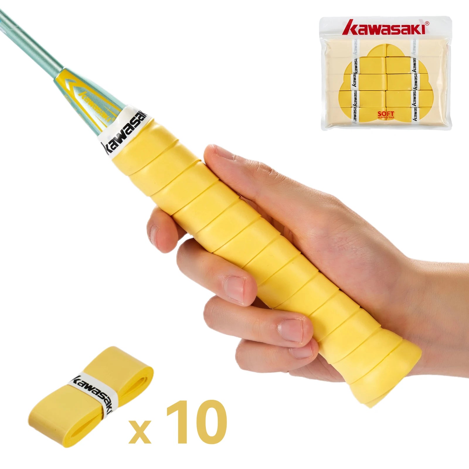 Kawasaki Padel & Tennis Overgrips – 5/10/60pcs Sticky Anti-Slip Shock Absorption Grip Tape