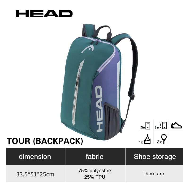 Original HEAD Tour Team Racket Bag – 1-2 Pack Tennis & Padel Backpack
